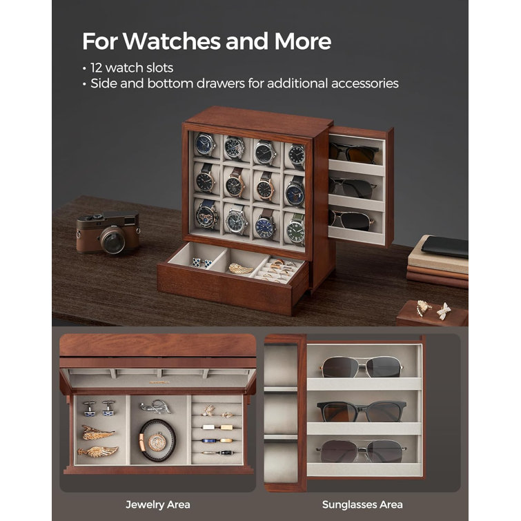 Latitude Run 12 Slot Wooden Watch Box Watch Display Case With